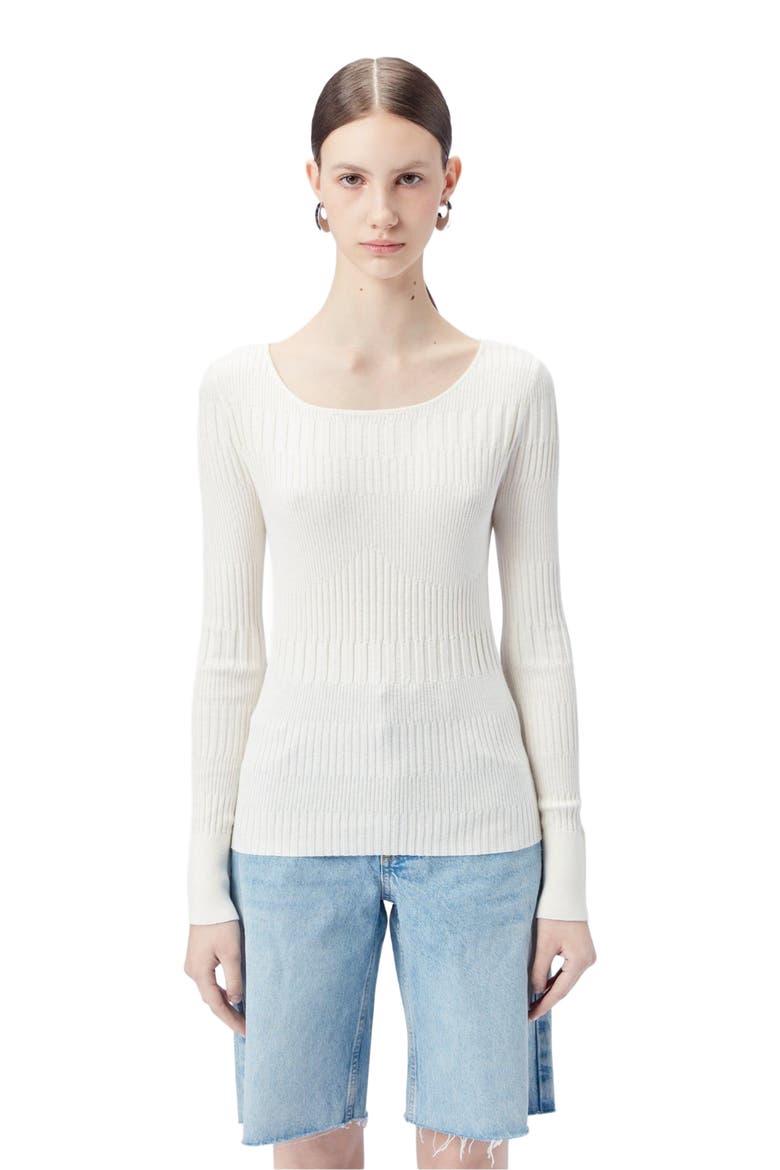Ribbed Cotton Silk Cashmere Blend Sweater, Alternate, color, whisper white