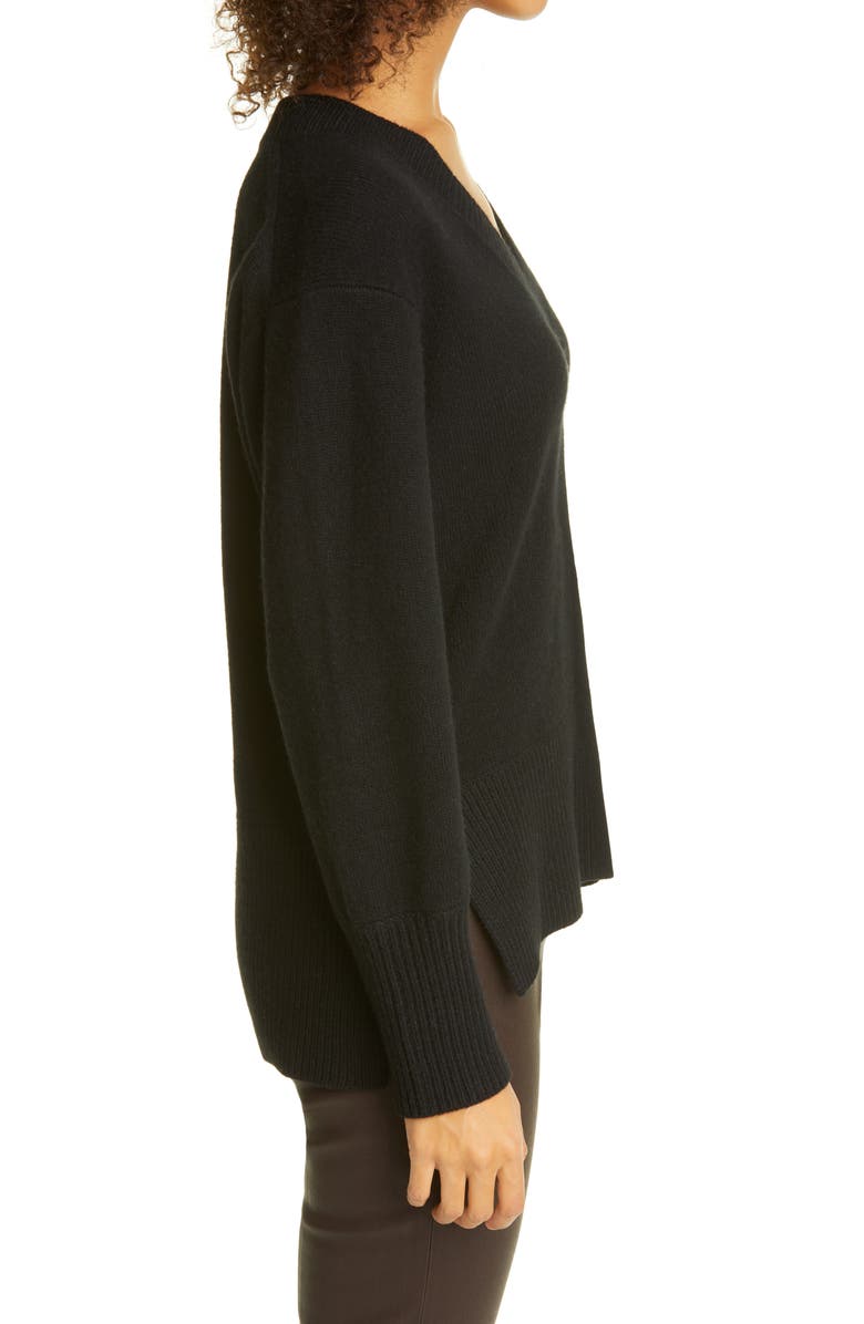 Vince Ribbed V-Neck Cashmere Tunic Sweater, Alternate, color, 