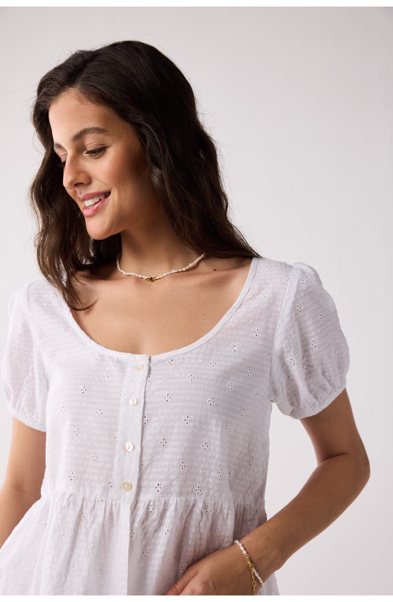 Reistor Peplum Top with Puff Sleeves, Alternate, color, Off White