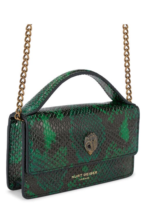 Kurt Geiger London Extrasmall Bond Croc Embossed Leather Top Handle Bag In Green