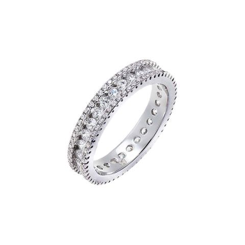 Thin CZ Pavé And Round Eternity Ring