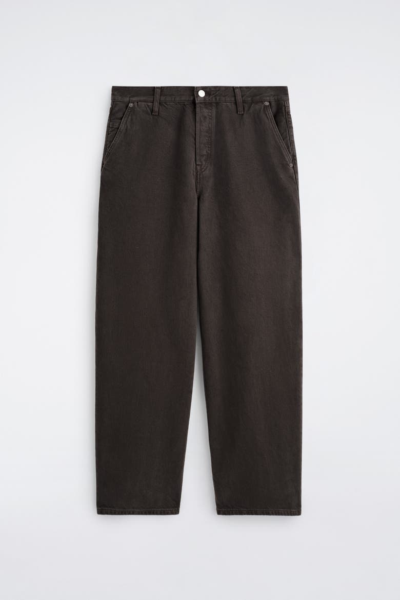 Oversized Wide-leg Denim Trousers, Alternate, color, DARK BROWN