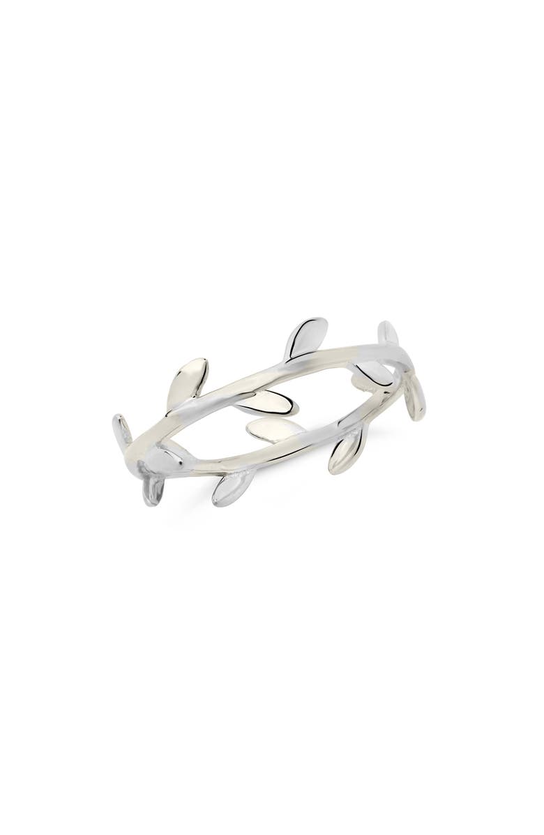 Sterling Forever Liana Leaf Band Ring, Main, color,