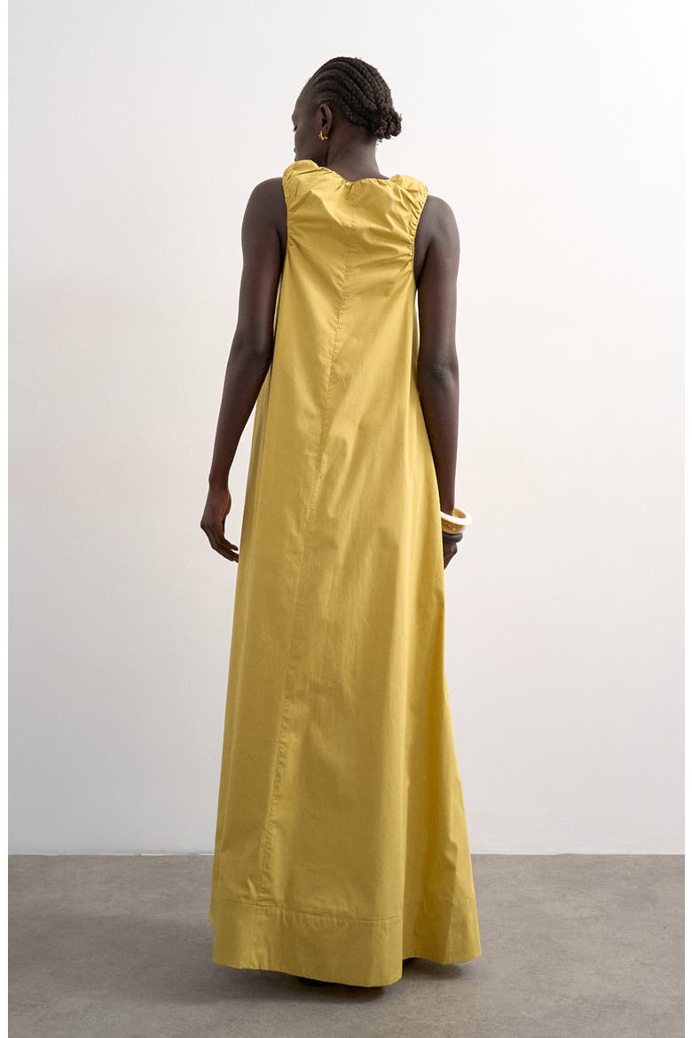 Ruched Cotton Poplin Maxi Dress, Alternate, color, MGREEN
