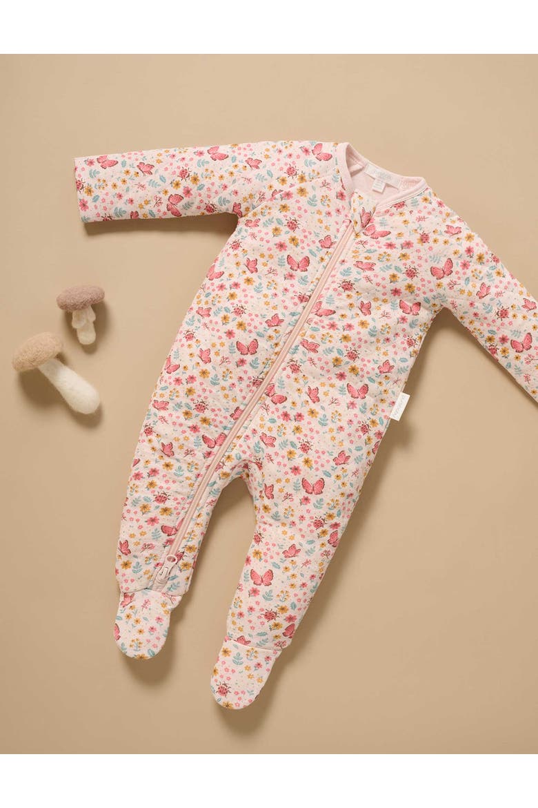 Baby Girl's Quilted Footie, Alternate, color, Butterfly Print