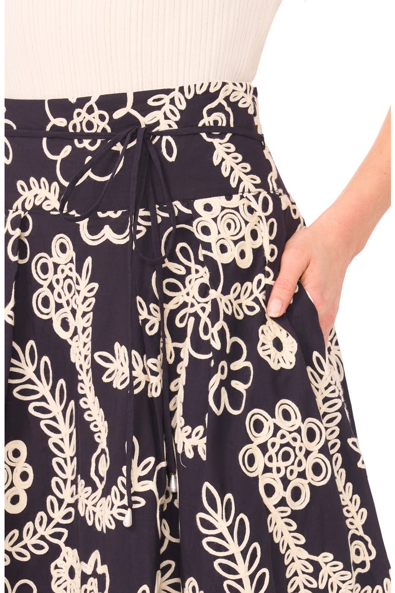 Guinevere Floral Embroidered Cotton Midi Skirt, Alternate, color, EMERALD BERRY