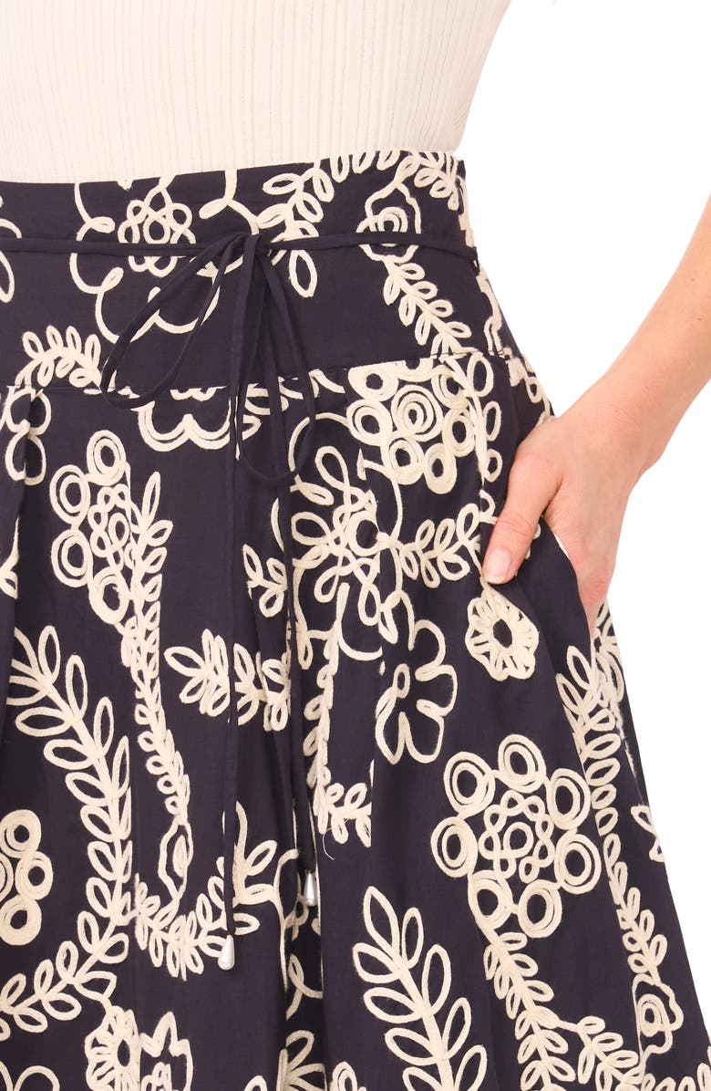 Ted Baker Guinevere Floral Embroidered Cotton Midi Skirt, Alternate, color, Emerald Berry