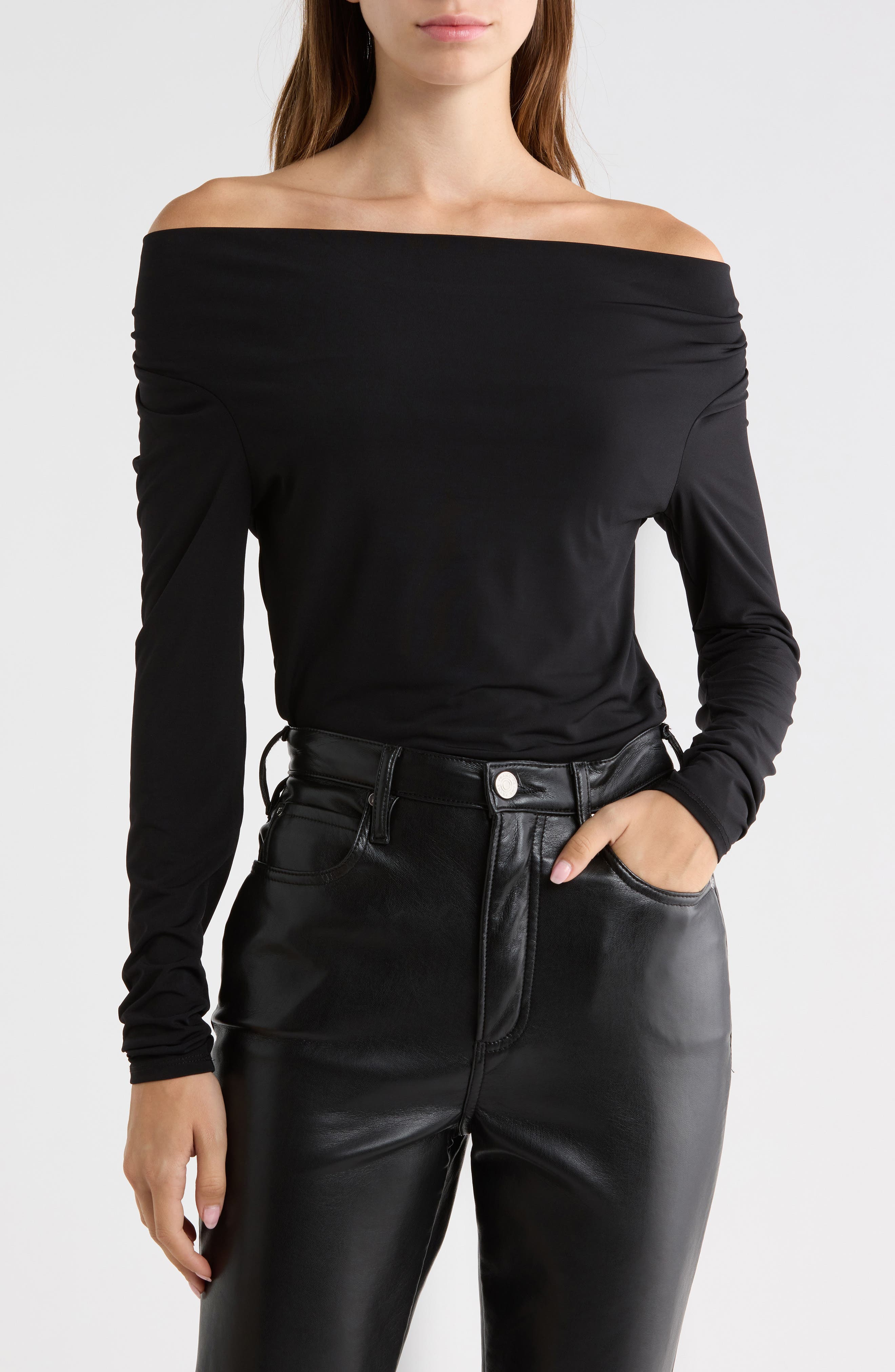 Drape Neck Long Sleeve Knit Top
