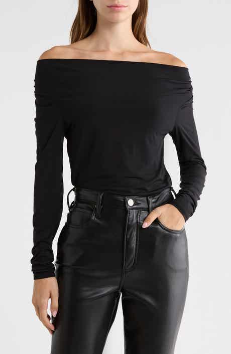 Drape Neck Long Sleeve Knit Top