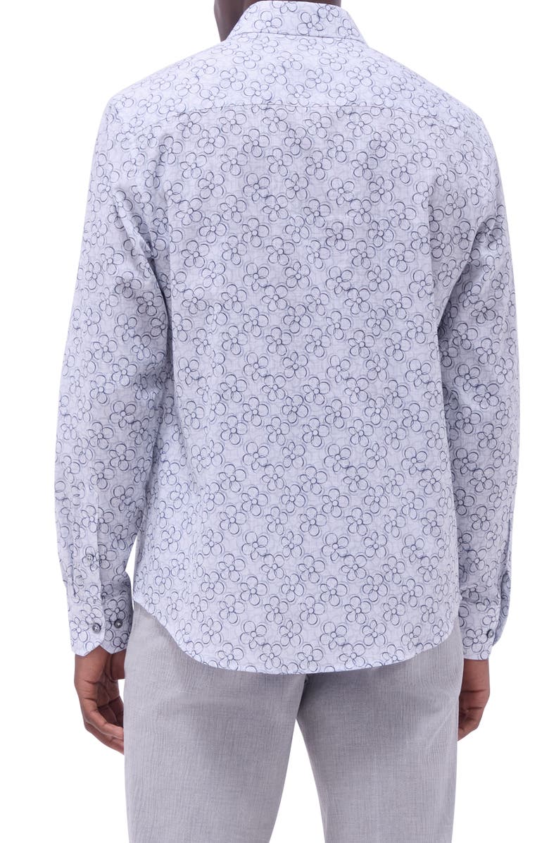 Bugatchi Julian Floral Cotton Button-Up Shirt, Alternate, color, Platinum