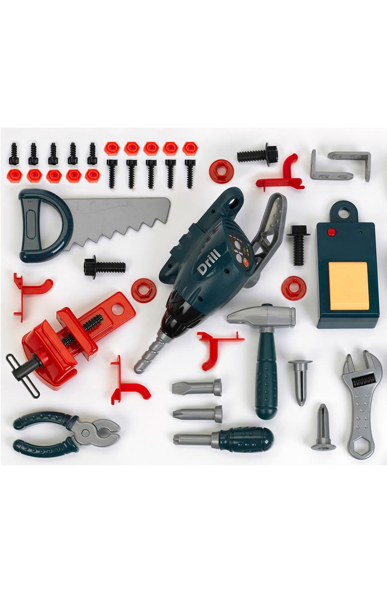 BOSCH Adjustable Height Pretend Play Workbench 48 Pcs Tool Playset, Ages 3+, Alternate, color, Multicolored