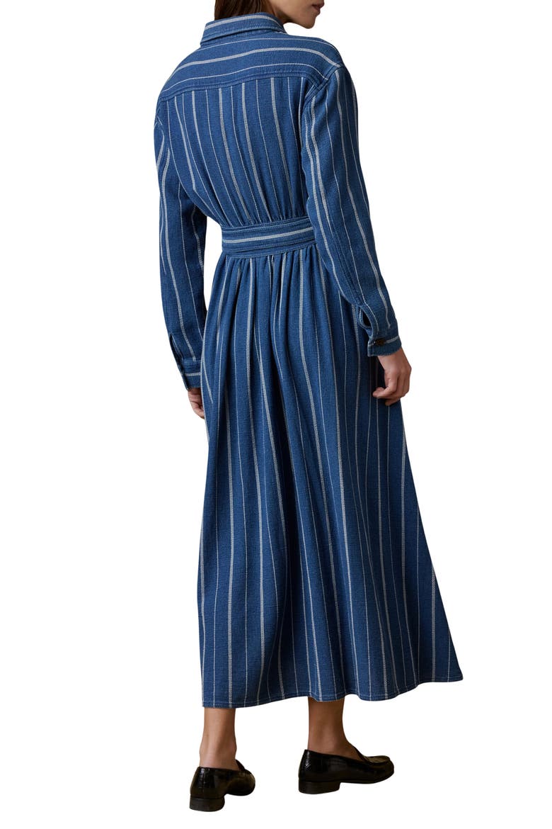Julia Island Tide Stripe Long Sleeve Organic Cotton Wrap Shirtdress, Alternate, color, INDIGO DRIFT STRIPE