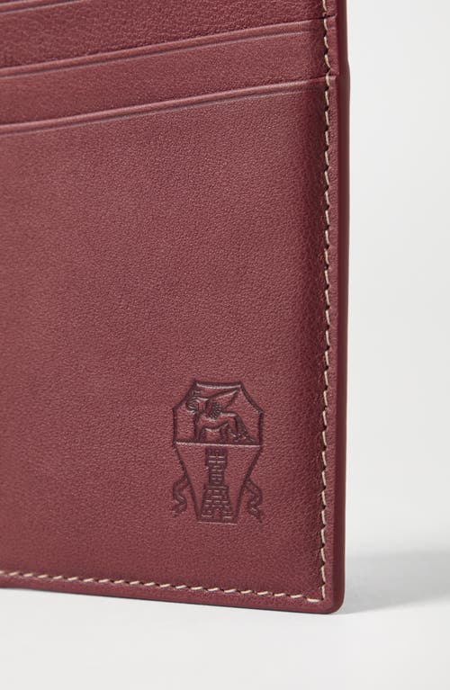 Brunello Cucinelli Calfskin Card Case In Burgundy