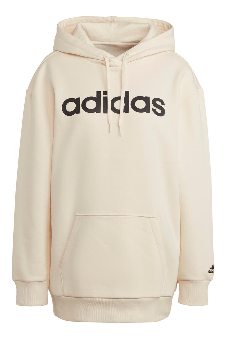 Drawstring Logo Hoodie, Alternate, color, ECRU TINT/ BLACK