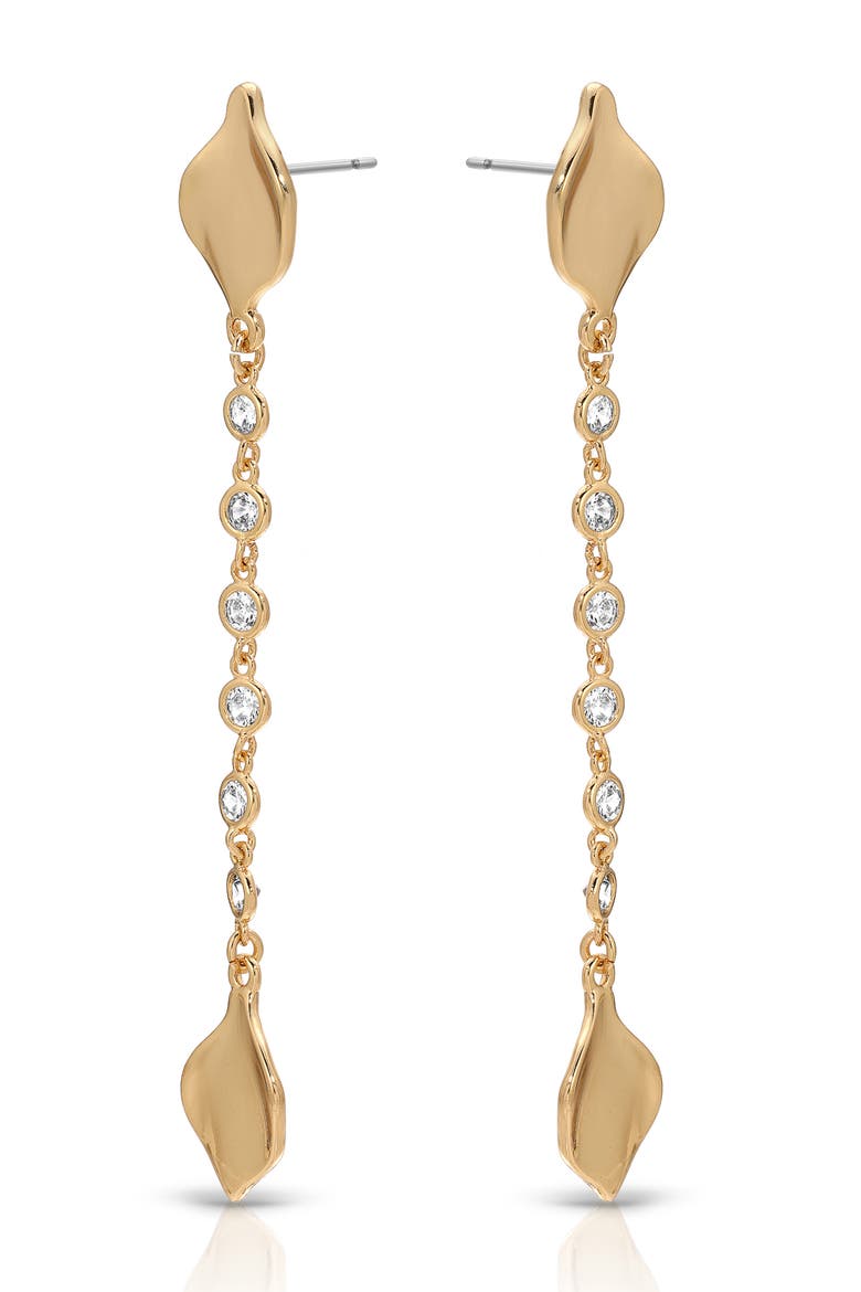 Crystal Bloom Linear Drop Earrings, Alternate, color, GOLD
