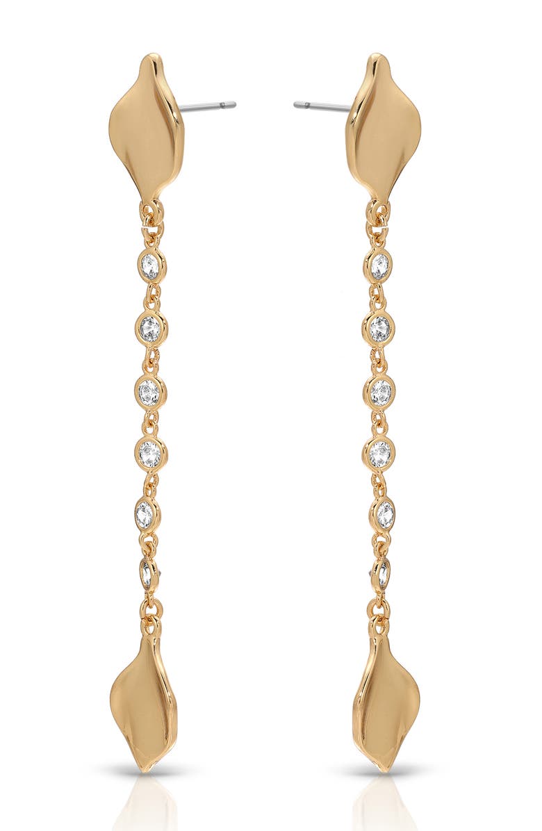 Ettika Crystal Bloom Linear Drop Earrings, Alternate, color, Gold