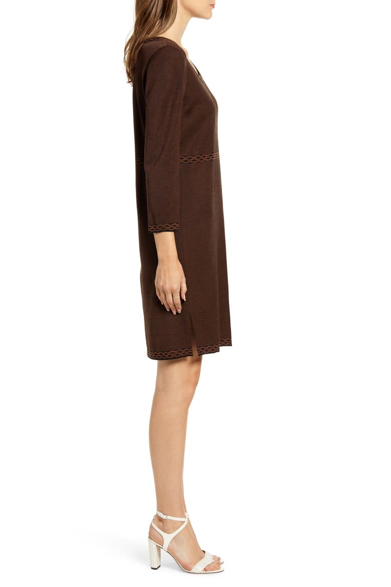Knit Sheath Dress, Alternate, color, COGNAC/ BLACK