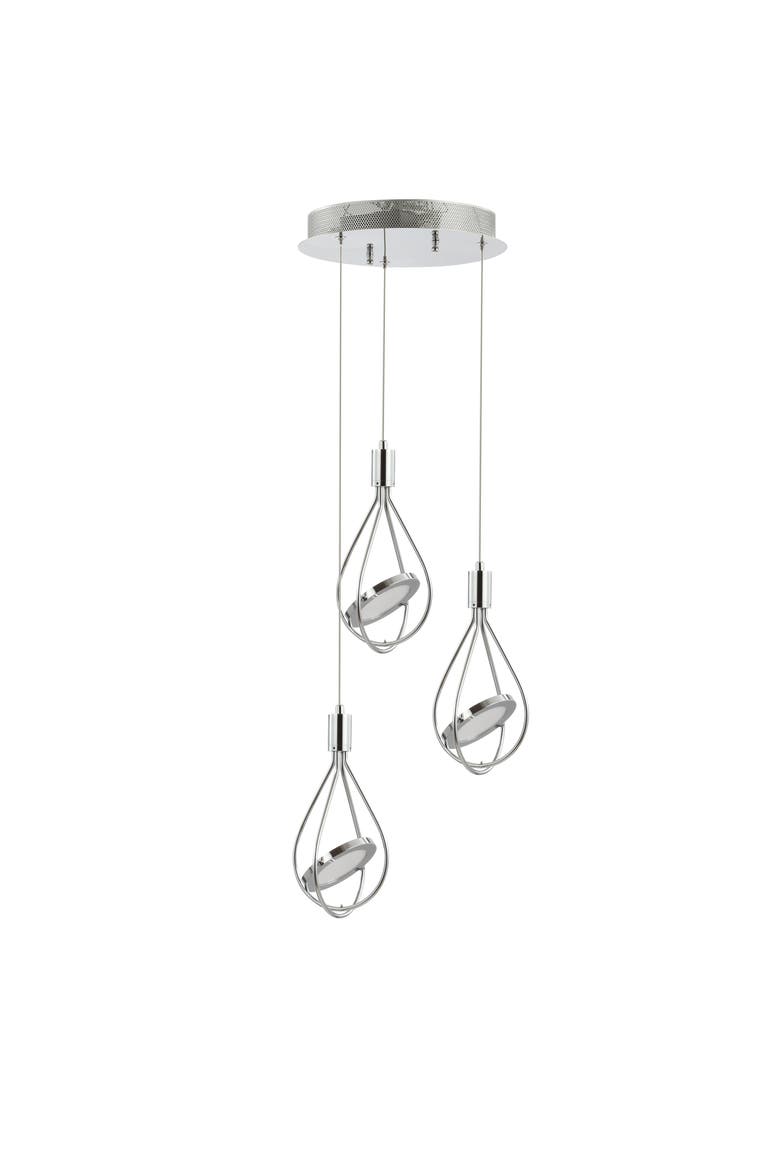 Orion Adjustable Modern Integrated 3-Light Cluster LED Metal Pendant, Alternate, color, Chrome