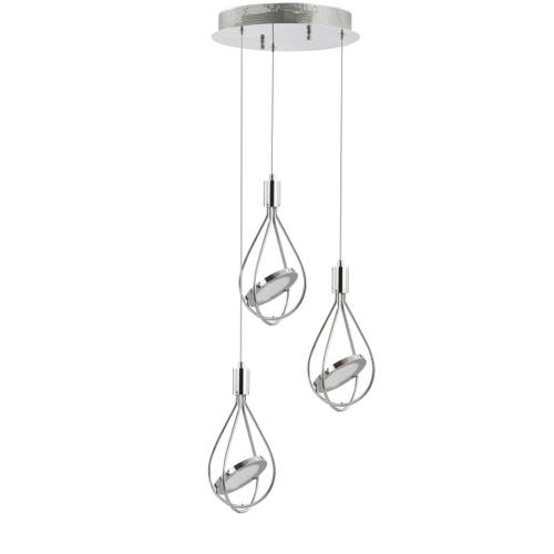 Jonathan Y Orion Adjustable Modern Integrated 3-light Cluster Led Metal Pendant In Silver