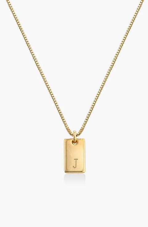Willow Initial Tag Necklace - 18K Gold Plated Silver