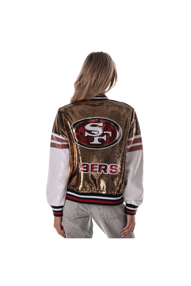 Women's The Wild Collective Gold San Francisco 49ers Sequin Bomber Jacket, Alternate, color, Gold