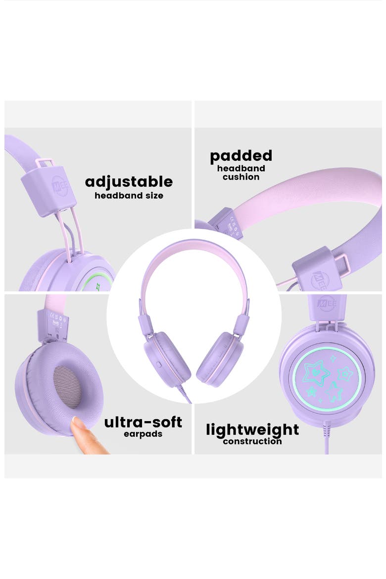 KidJamz KJ55U USB-C Kid's Headphones w/ LED Lights, Alternate, color, Lavender