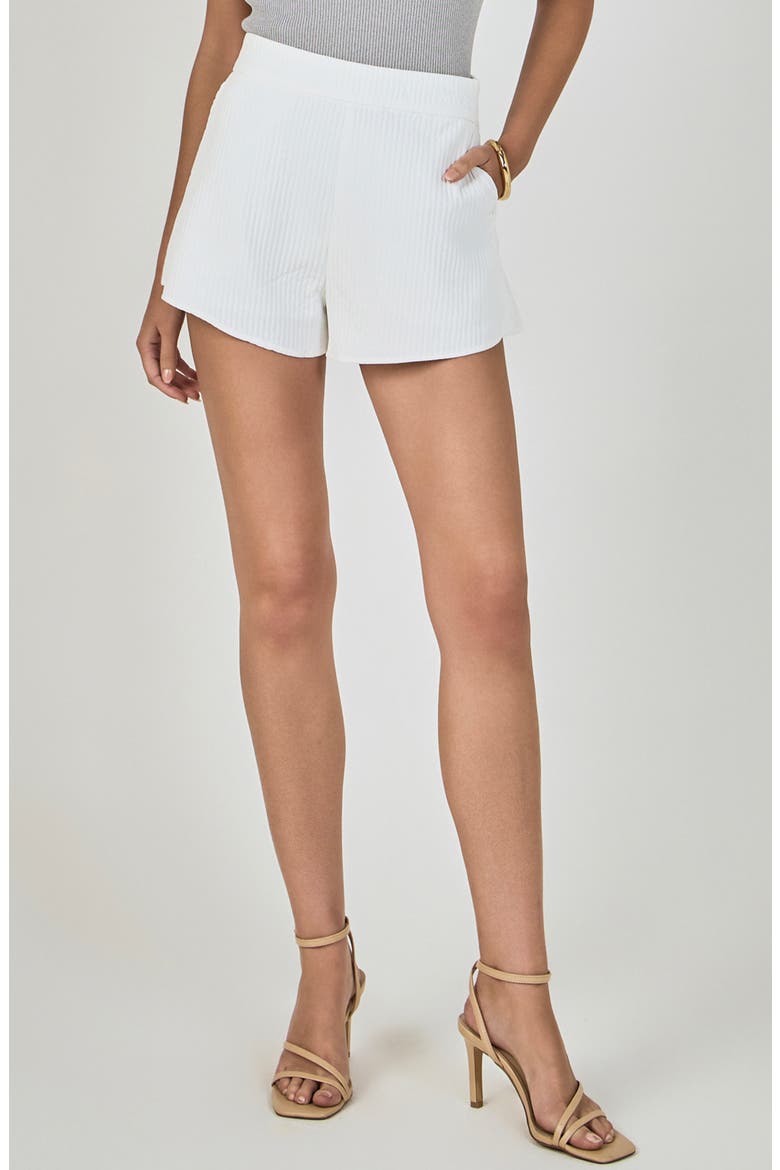 Textured High Waist Shorts, Main, color, WHITE