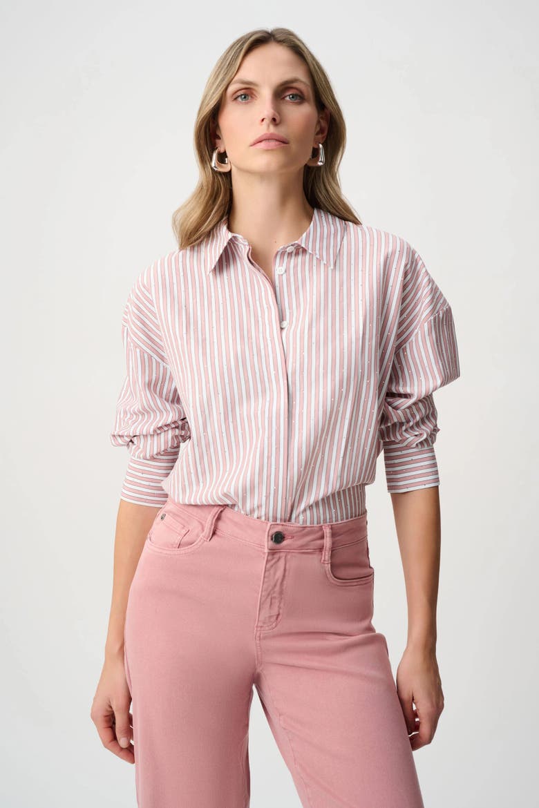 Tencel Stripe Print Boxy Blouse, Alternate, color, Vintage Rose/Vanilla