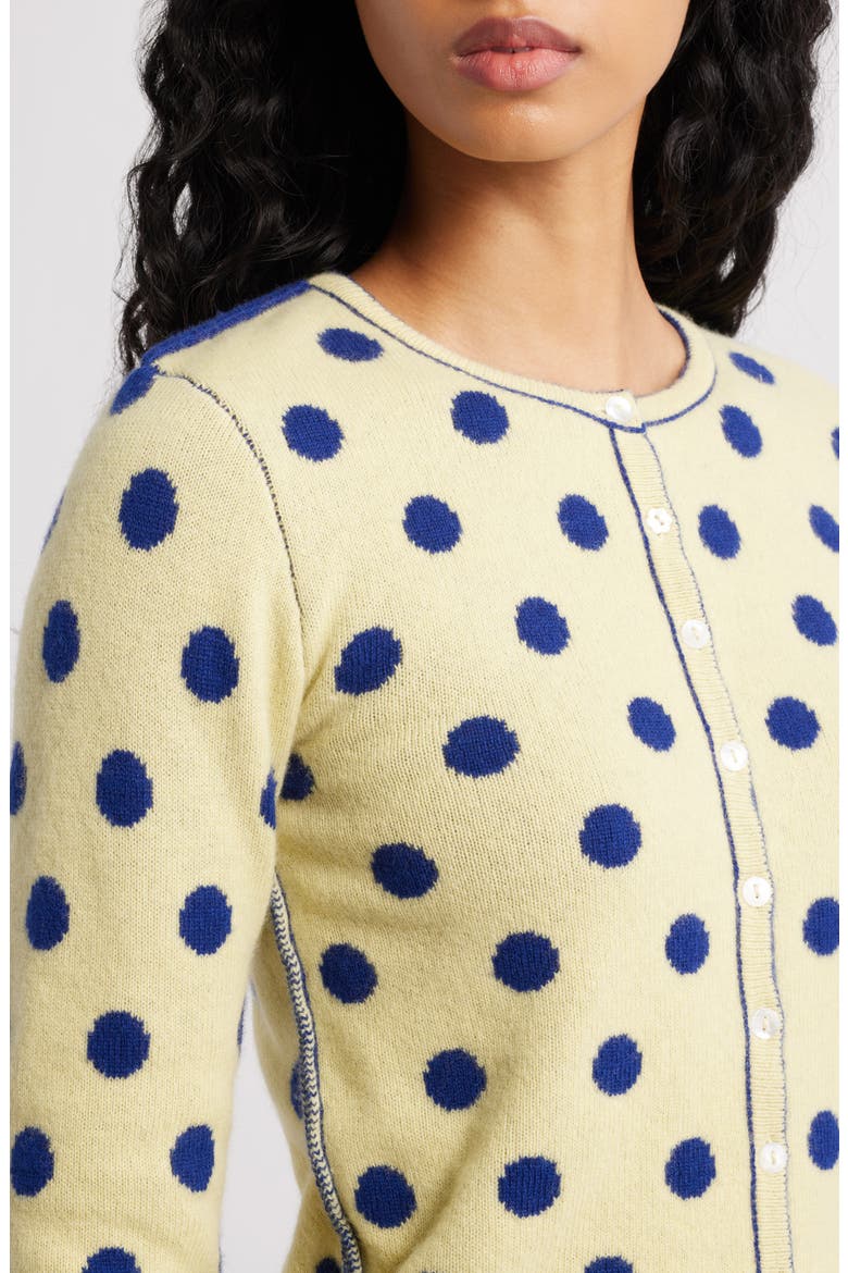 Tabitha Polka Dot Reversible Merino Wool Cardigan, Alternate, color, BUTTER