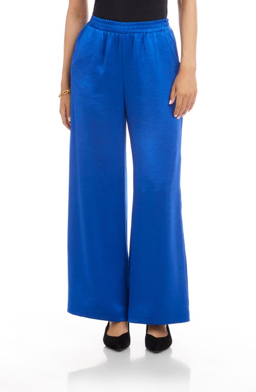 Karen Kane Wide Leg Satin Pants In Blue