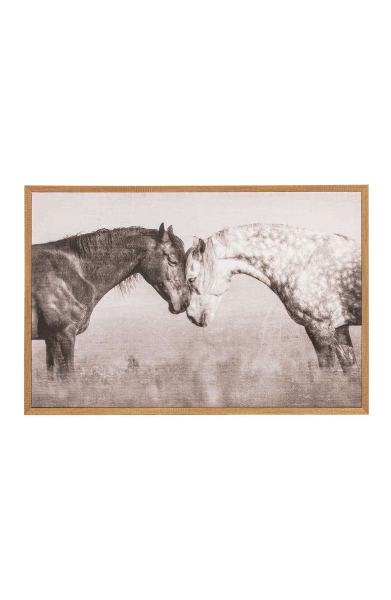 Storied Home Plastic and Wood Framed Canvas Wall Décor with Horse Photography, Multicolor, Alternate, color, 