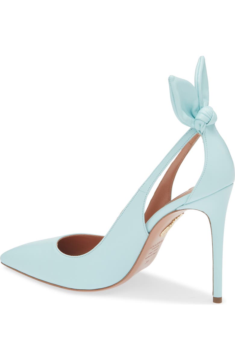Aquazzura Bow Tie Pointed Toe Pump, Alternate, color, Seabreeze