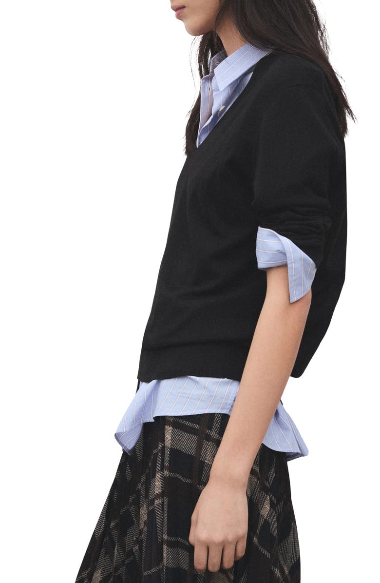 MANGO V-Neck Sweater, Main, color, Black