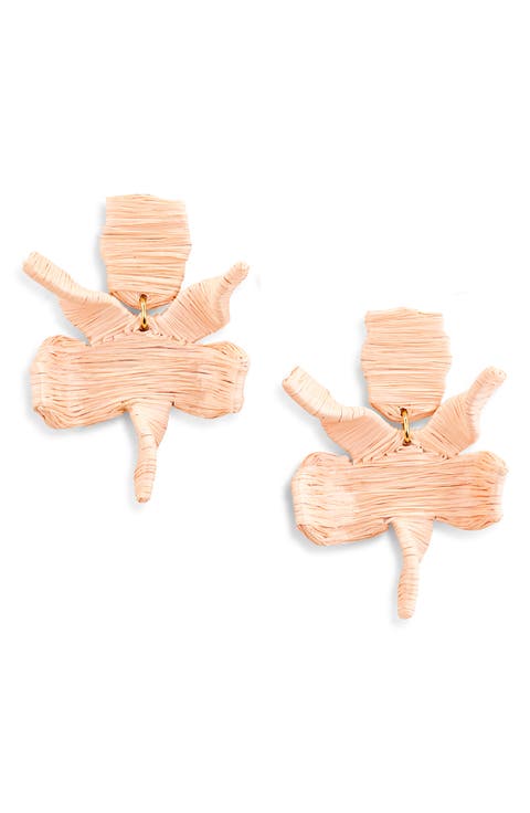 Raffia Paper Lily Drop Earrings