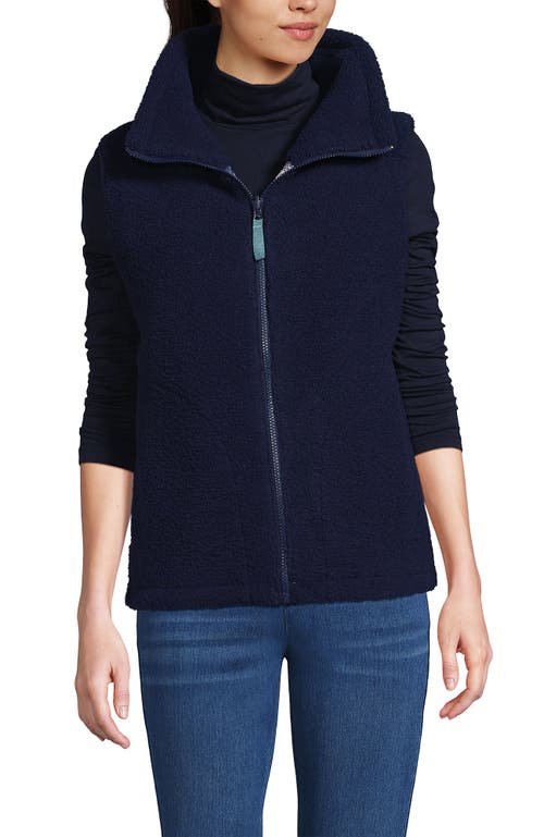 Lands' End High Pile Fleece Reversible Mixed Media Vest In Multi