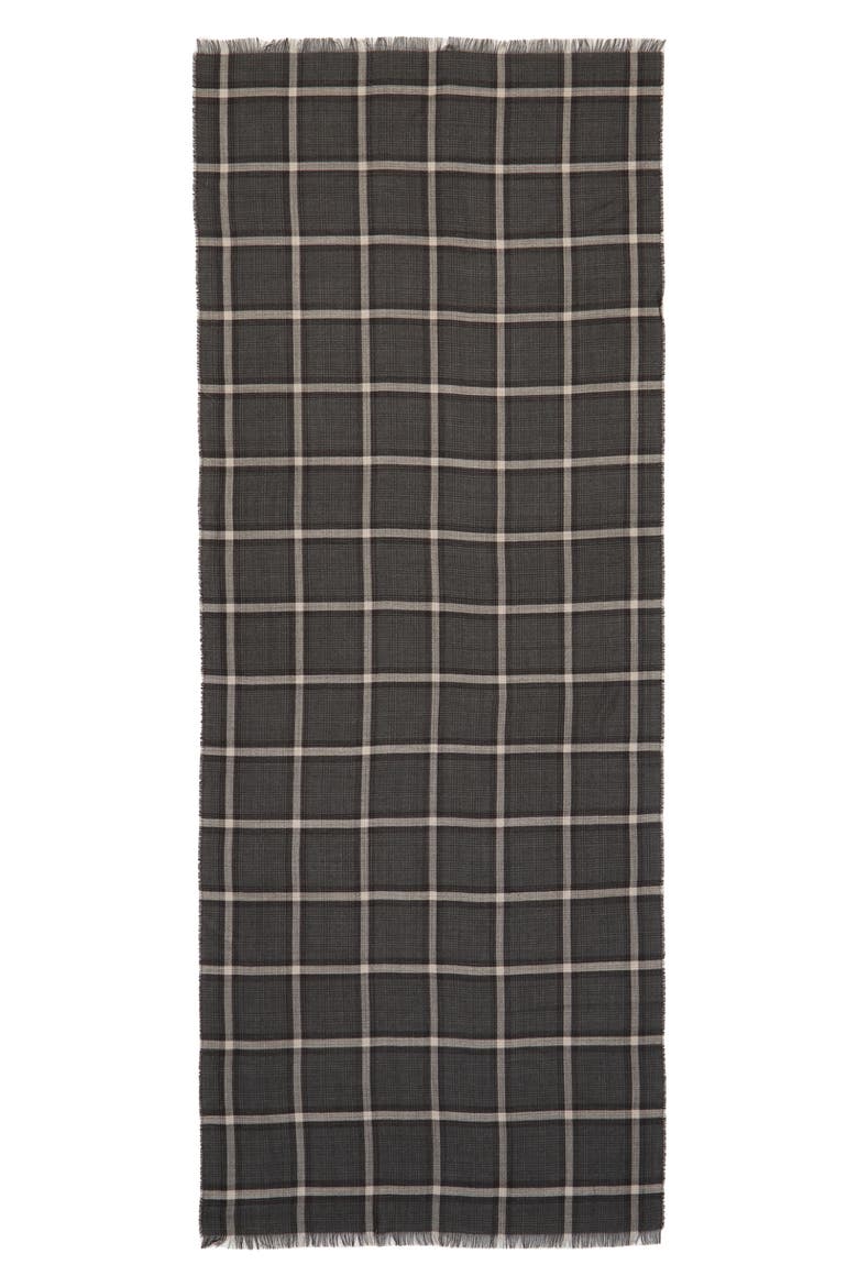 Tirana Check Wool & Silk Stole, Main, color, DARK GREY