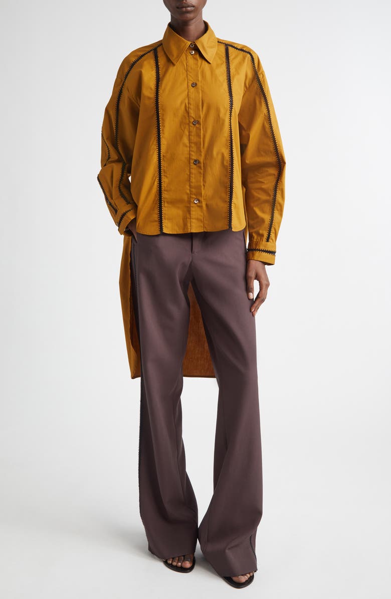 Diotima Morning Embroidered Cotton Shirt, Alternate, color, Cumin-Black