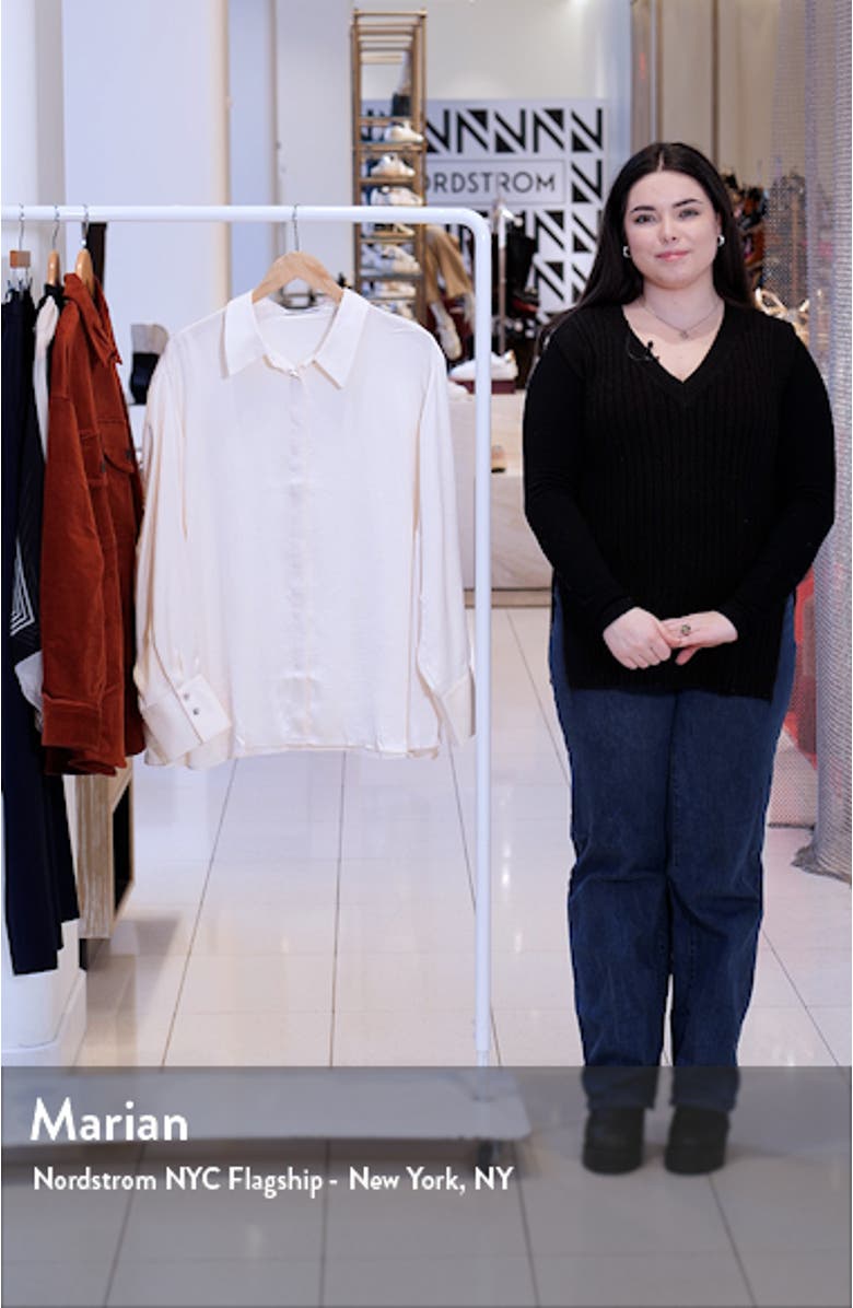 Flowy Satin Button-Up Shirt, sales video thumbnail