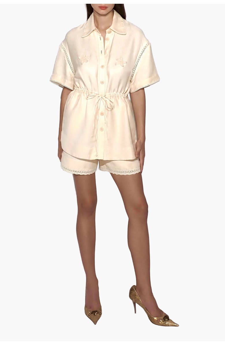 Malva Florea Lace-Insert Floral-Appliqu Blouse, Alternate, color, Light Apricot