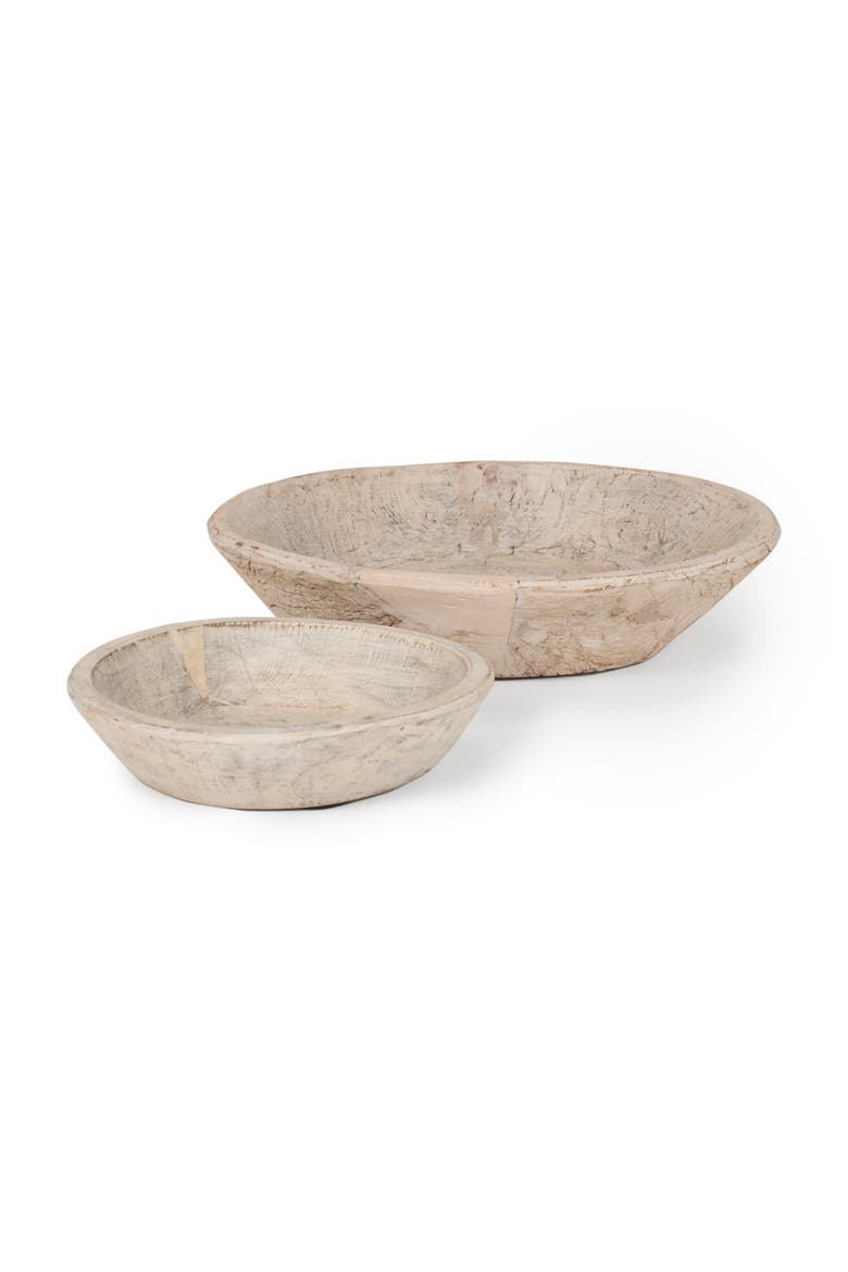 Nikita Set of 2 Reclaimed Wood Bowls, Main, color, White