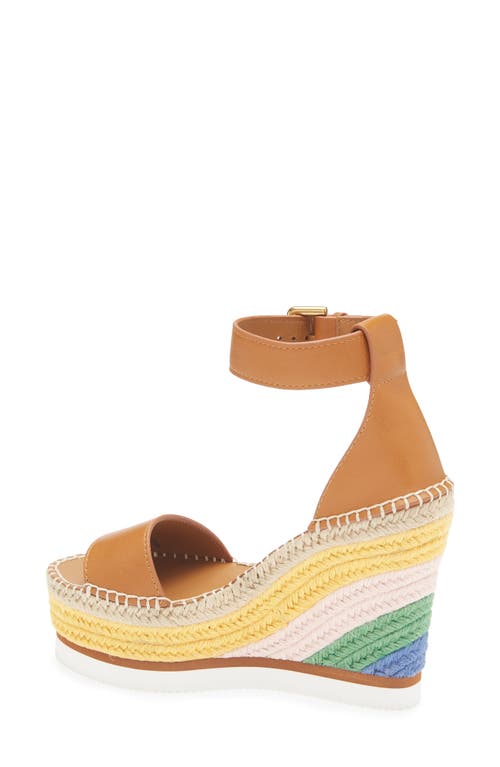 See By Chloé Platform Wedge Espadrille Sandal In Cuoio Rainbow Multicolor