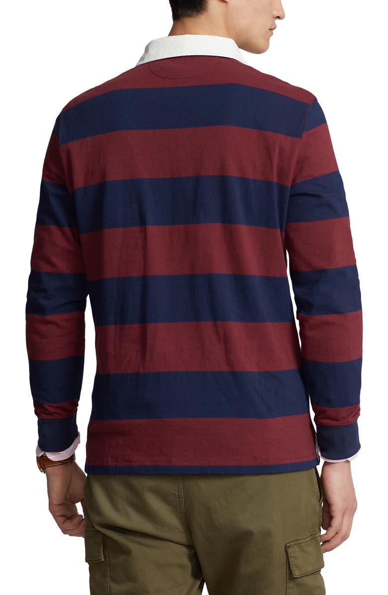 Polo Ralph Lauren Stripe Cotton Rugby Shirt, Alternate, color, Cruise Navy/ Classic Wine