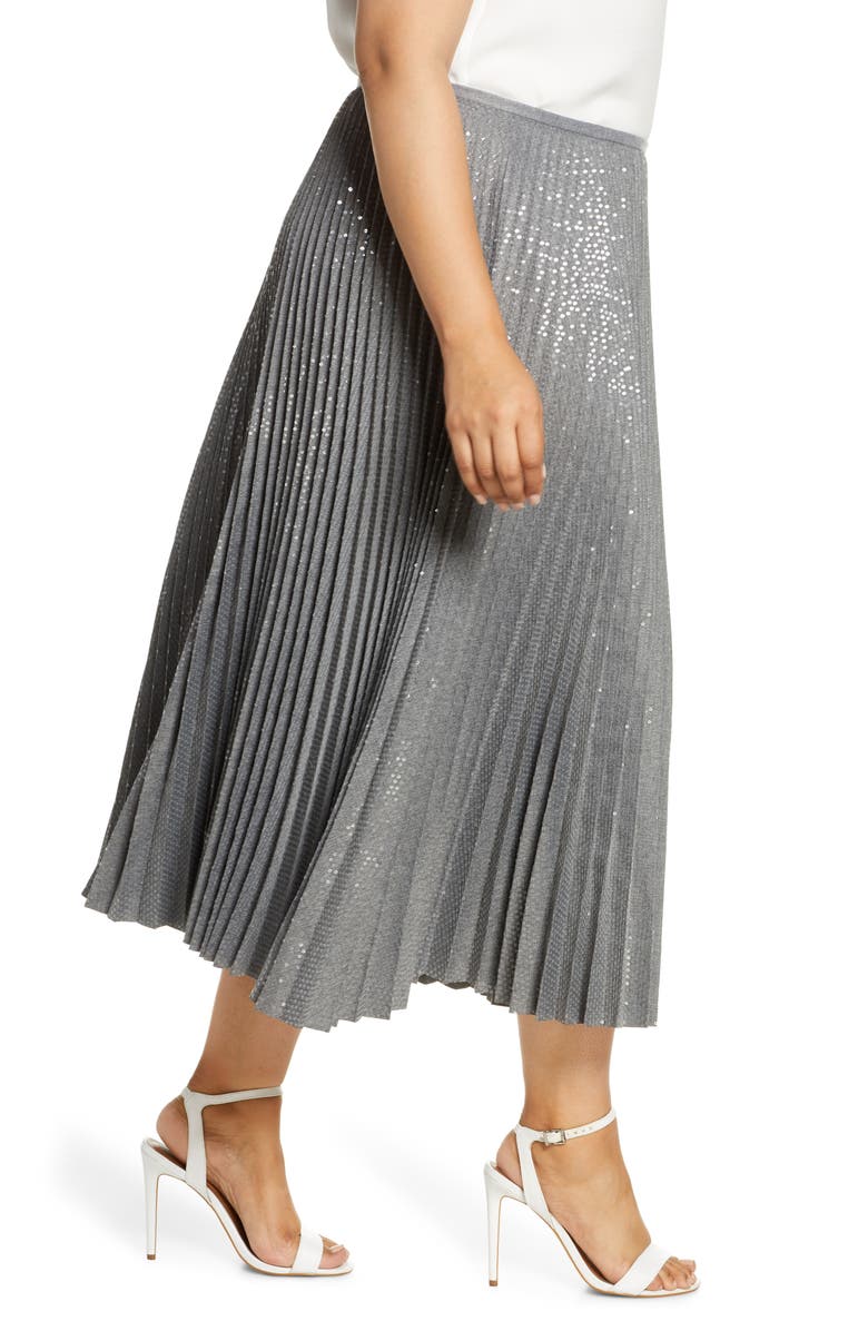 Lafayette 148 New York Jahira Sequin Pleated Midi Skirt, Alternate, color,