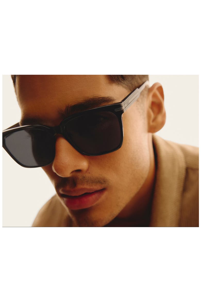 Recap 56mm Small Square Sunglasses, Alternate, color, BLACK/ BLACK POLARIZED