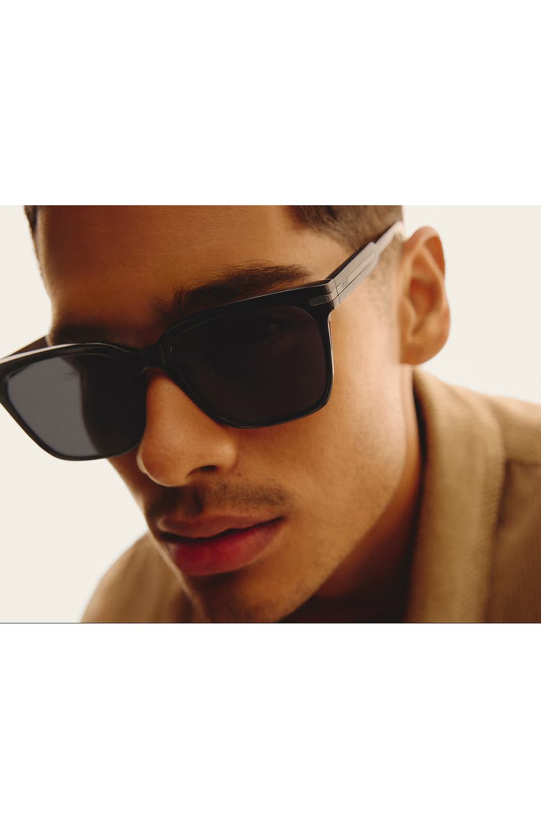 QUAY Recap 46mm Small Square Sunglasses, Alternate, color, Black/ Black Polarized