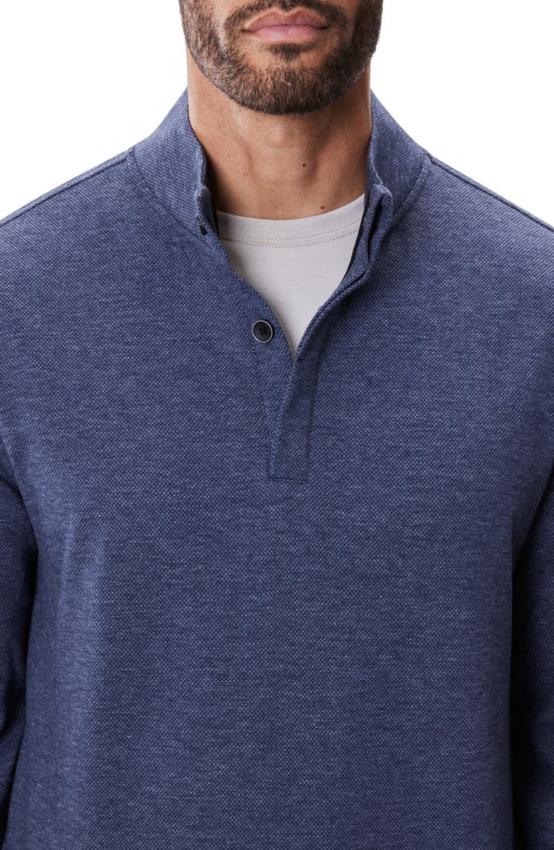 Robert Barakett Clarence Textured Quarter Button Pullover, Alternate, color, Denim