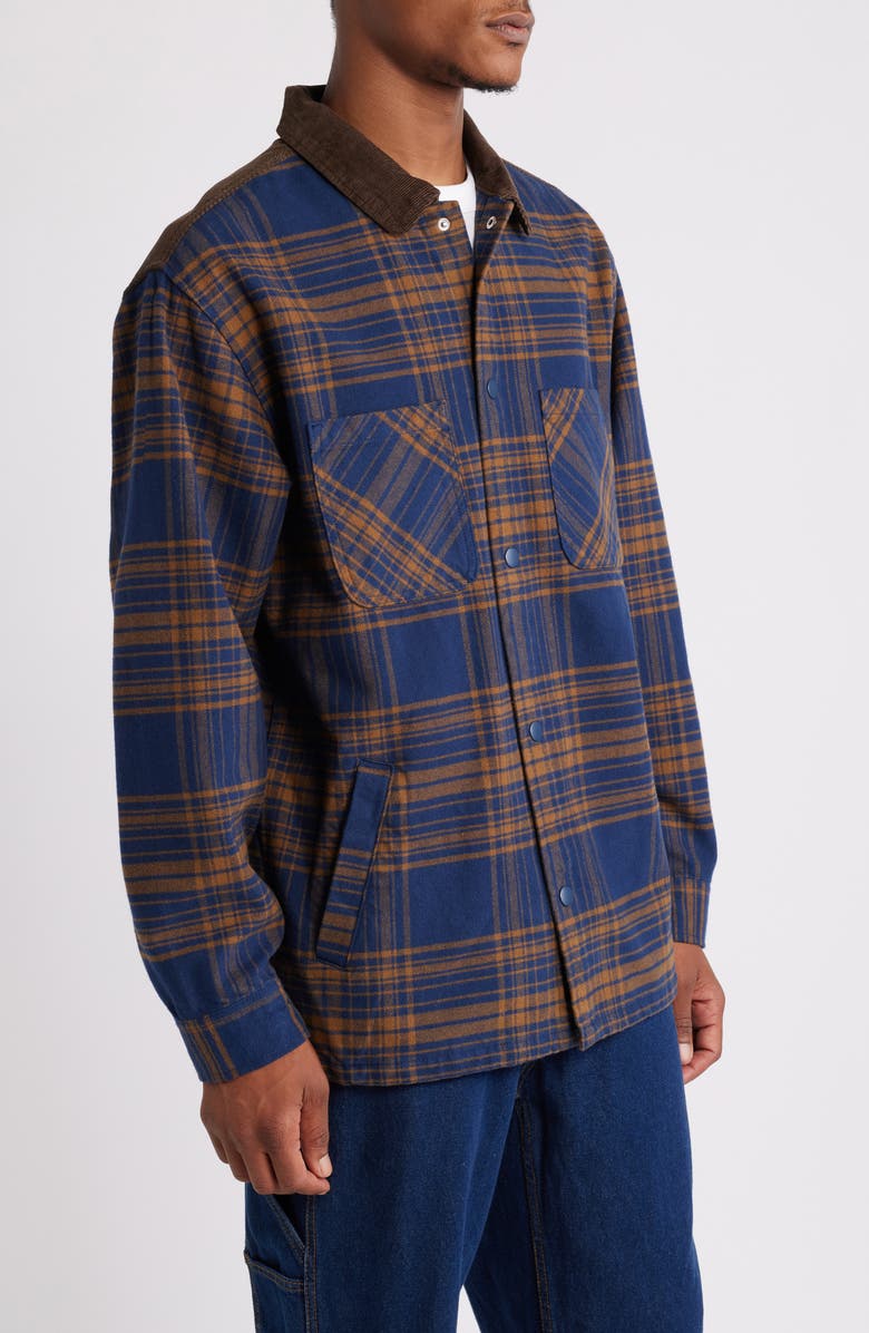 Vans Nelson Heavyweight Plaid Flannel Snap-Up Shacket, Alternate, color, 