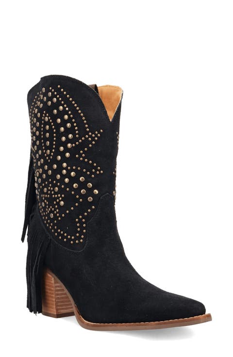 Star Power Fringe & Stud Western Boot (Women) (Narrow Calf)