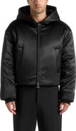Manière De Voir Dario Satin Cropped Hooded Jacket