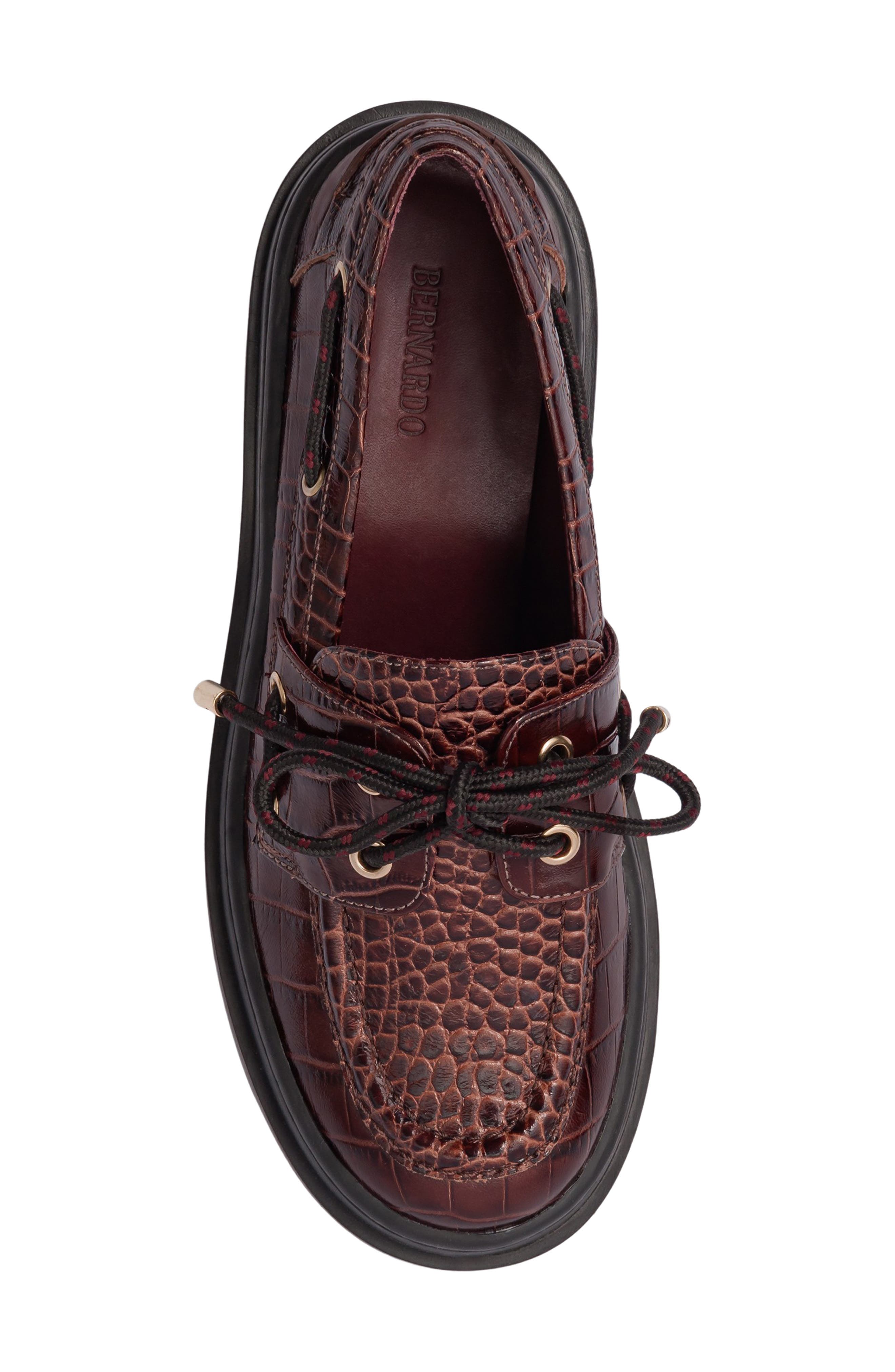 Nico Boat Shoe, Alternate, color, CHOCOLATE WINE CROCO